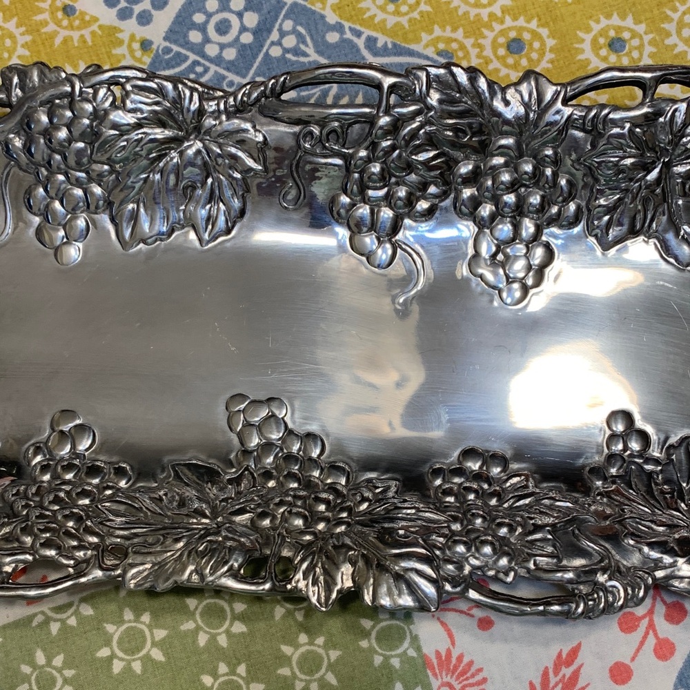 Vintage Arthur Court 1995 Silver Rectangular Grape Motif Tray - Picture 5 of 14